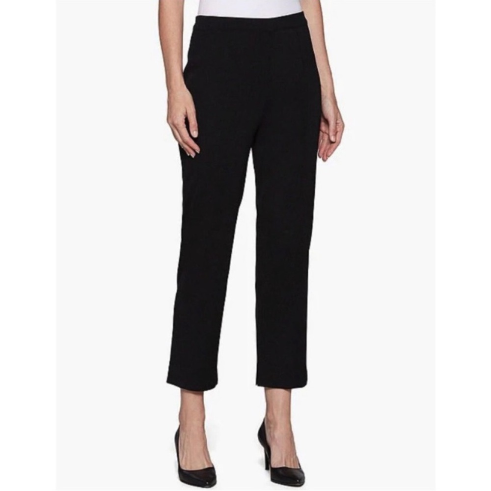 Ming Wang Black Pull On Stretch Dress Pants 3X Elastic Band Waist Straight Leg